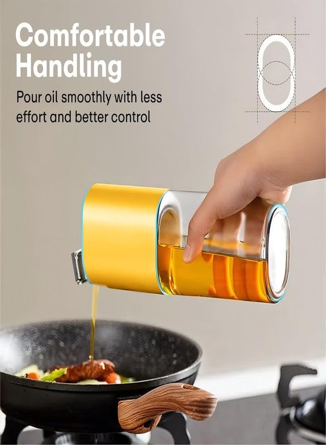 PRIME PICK زجاجة توزيع زيت برايم بيك سعة 500 مل للمطبخ، برطمان زجاجي مانع للتسرب مع غطاء قلاب تلقائي وفوهة من الفولاذ المقاوم للصدأ مانعة للتنقيط، وعاء شفاف لزيت الزيتون والخل وصلصة الصويا وصلصة الشواء وتتبيلة السلطة. - Image 5